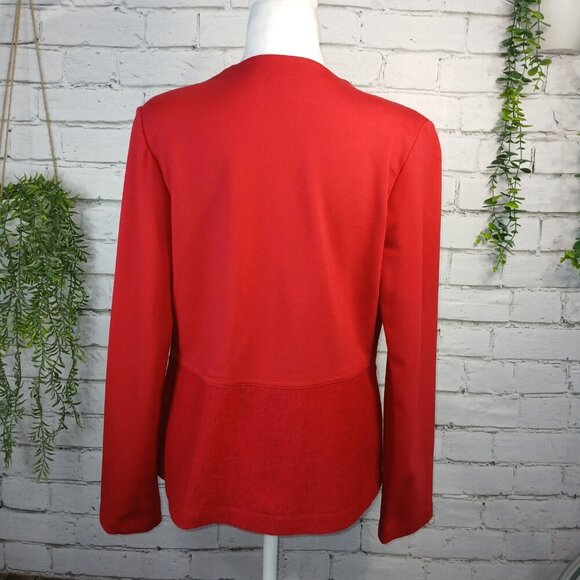 WOMENS CHICO'S RED PONTE BOILDED WOOL BLAZER TOP JACKET, SIZE 0, US SIZE XS - Picture 6 of 10